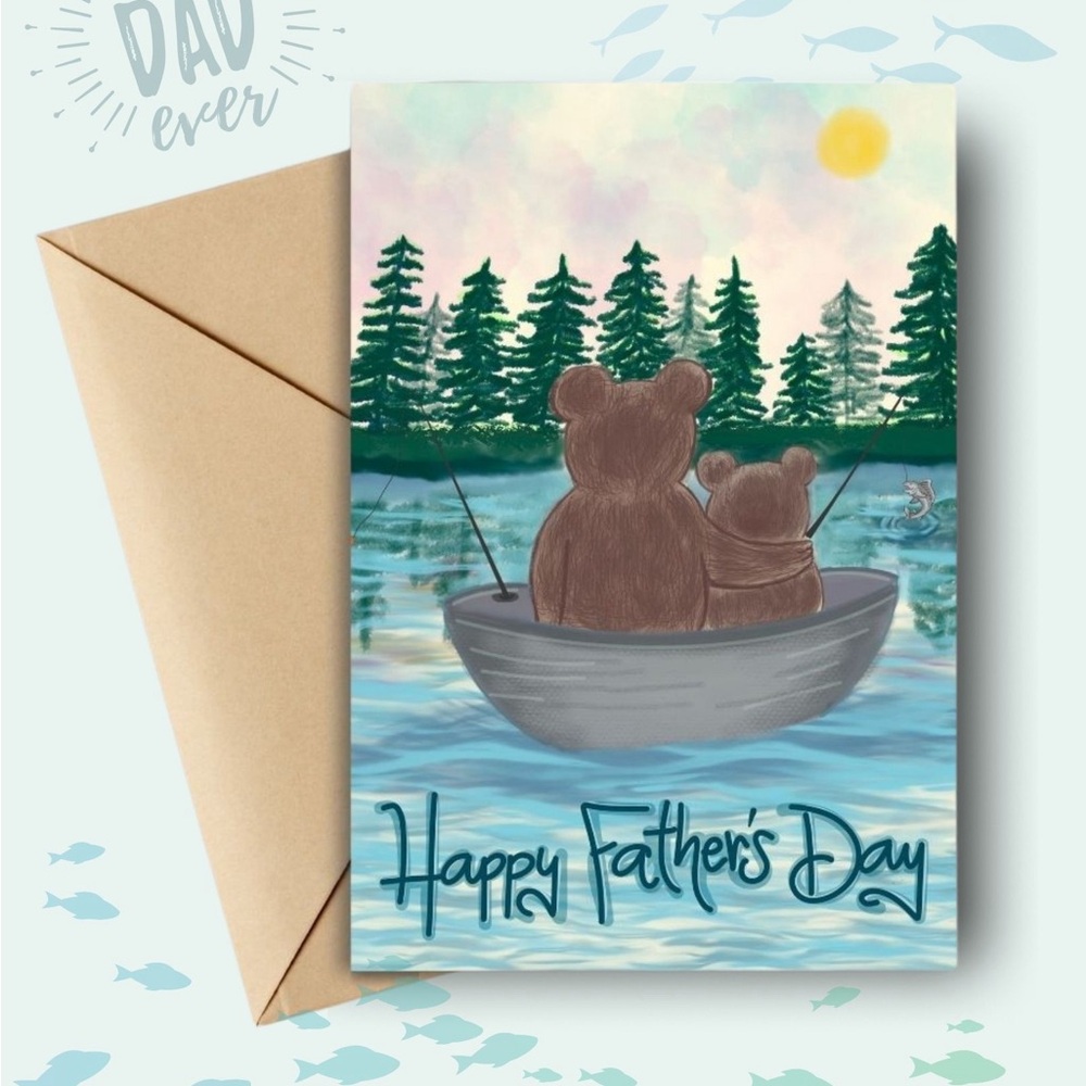 Father's Day Card with Bears and Lake Scene